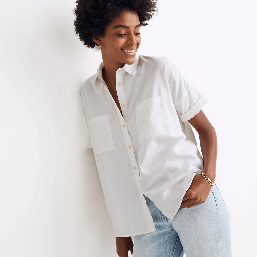 Madewell White Cotton Courier Shirt